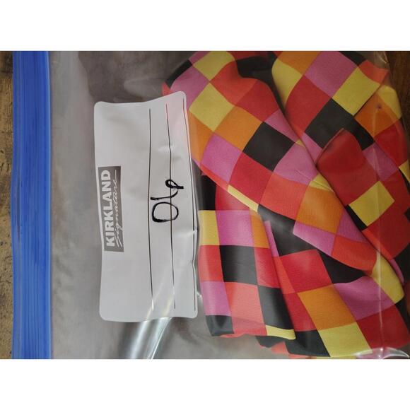 Via Seta 100% Silk Top Retro Cantaloupe Checkered Orange Pink Sleeveless Blouse - Picture 6 of 6